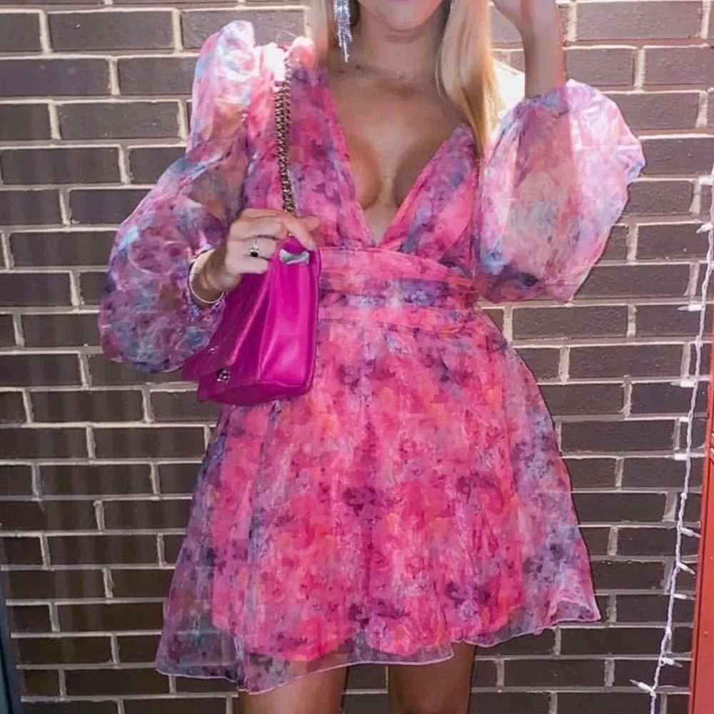 Selkie Style Pink Floral Mini coquette Barbie Puff Dress size 2 - Picture 10 of 10